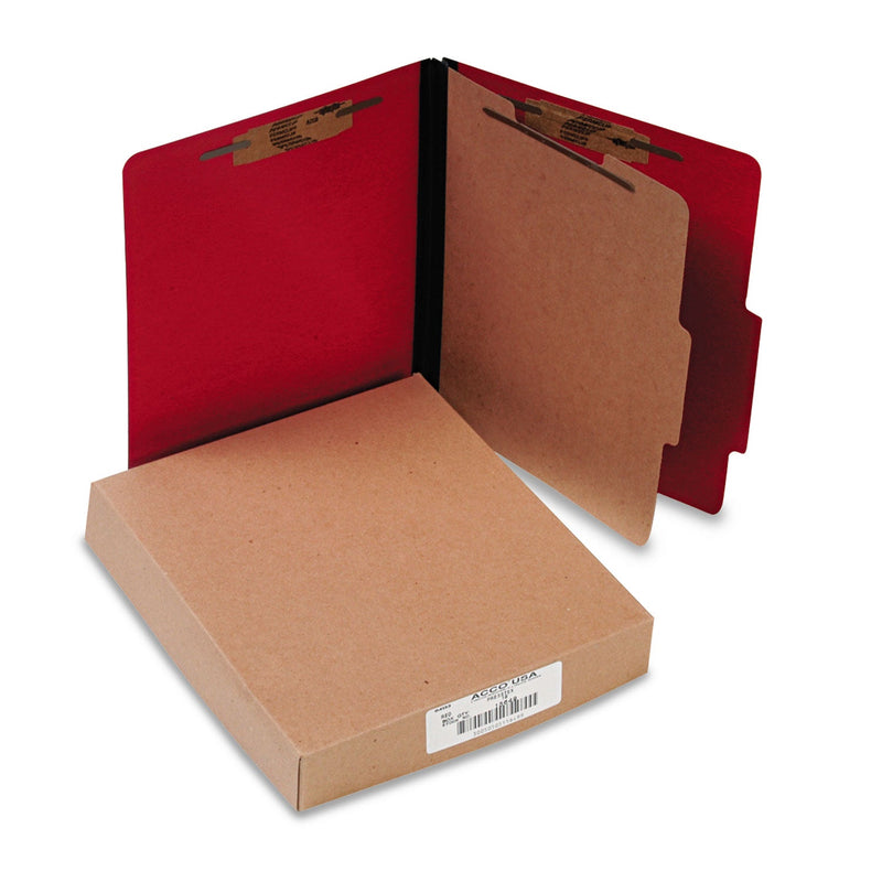 ACCO ColorLife PRESSTEX Classification Folders, 1 Divider, Letter Size, Executive Red, 10/Box (ACC15649)