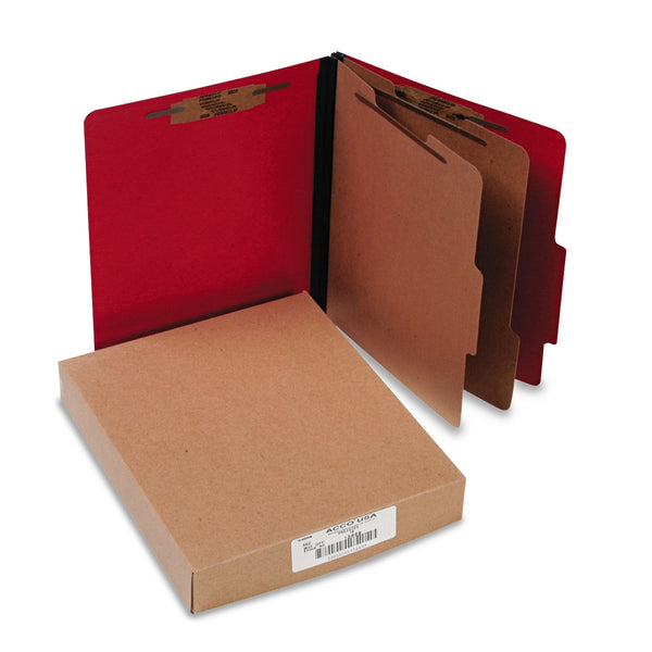 ACCO ColorLife PRESSTEX Classification Folders, 2 Dividers, Letter Size, Executive Red, 10/Box (ACC15669)