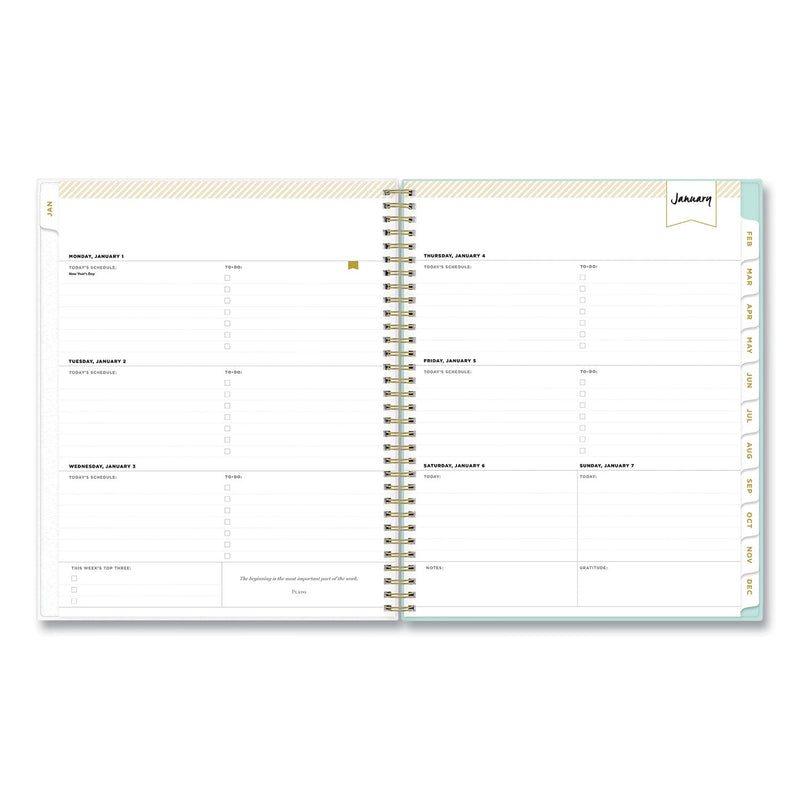 Blue Sky® Day Designer Secret Garden Mint Frosted Weekly/Monthly Planner, Floral Artwork, 11 x 8.5, 12-Month (Jan to Dec): 2025 (BLS140101)