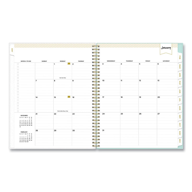 Blue Sky® Day Designer Secret Garden Mint Frosted Weekly/Monthly Planner, Floral Artwork, 11 x 8.5, 12-Month (Jan to Dec): 2025 (BLS140101)