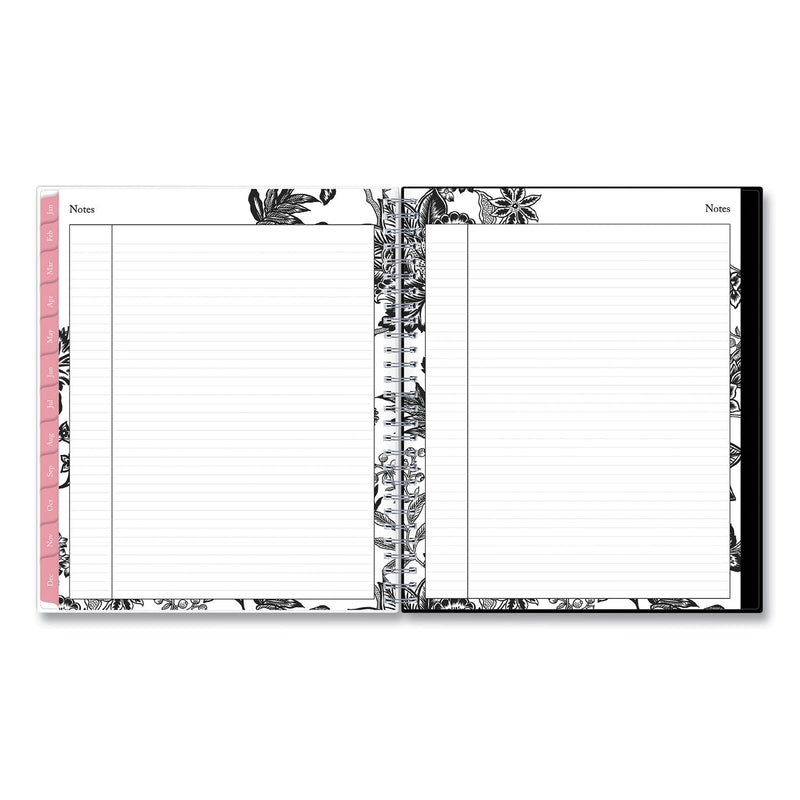 Blue Sky® Analeis Monthly Planner, Floral Artwork, 10 x 8, White/Black/Coral Cover, 12-Month (Jan to Dec): 2025 (BLS100004)