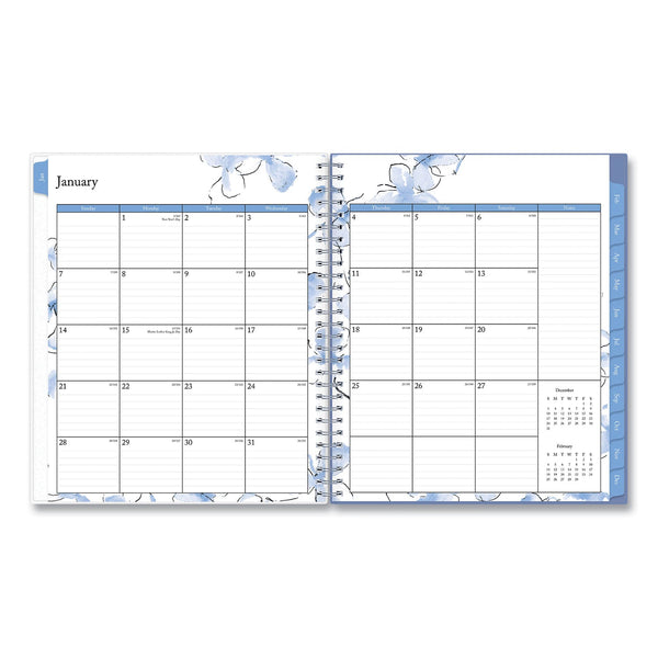 Blue Sky® Lindley Monthly Planner, Floral Artwork, 10 x 8, White/Blue/Green Cover, 12-Month (Jan to Dec): 2025 (BLS101582)