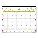Blue Sky® Teacher Dots Academic Desk Pad, 22 x 17, Black Binding, Clear Corners, 12-Month (July to June): 2024 to 2025 (BLS105496)