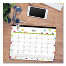 Blue Sky® Teacher Dots Academic Desk Pad, 22 x 17, Black Binding, Clear Corners, 12-Month (July to June): 2024 to 2025 (BLS105496)