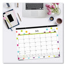 Blue Sky® Teacher Dots Academic Desk Pad, 22 x 17, Black Binding, Clear Corners, 12-Month (July to June): 2024 to 2025 (BLS105496)