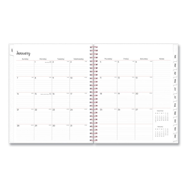 Blue Sky® Joselyn Monthly Wirebound Planner, Floral Artwork, 10 x 8, Pink/Peach/Black Cover, 12-Month (Jan to Dec): 2025 (BLS110395)