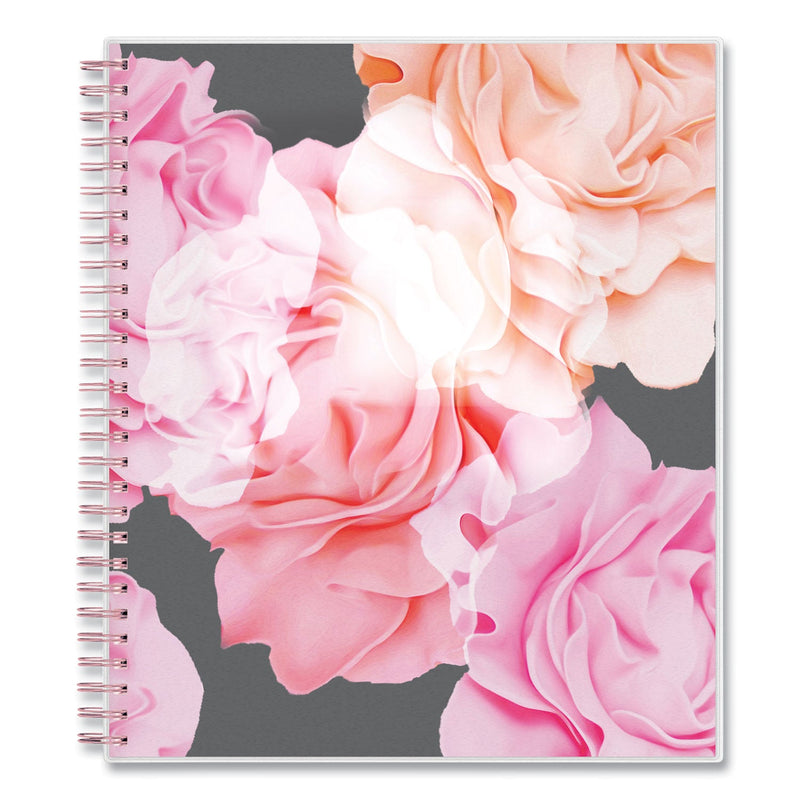 Blue Sky® Joselyn Monthly Wirebound Planner, Floral Artwork, 10 x 8, Pink/Peach/Black Cover, 12-Month (Jan to Dec): 2025 (BLS110395)