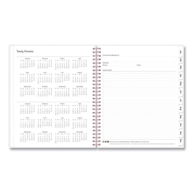 Blue Sky® Joselyn Monthly Wirebound Planner, Floral Artwork, 10 x 8, Pink/Peach/Black Cover, 12-Month (Jan to Dec): 2025 (BLS110395)