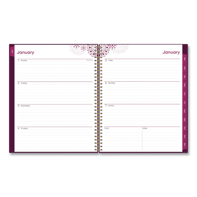 Blue Sky® Gili Weekly/Monthly Planner, Jewel Tone Artwork, 11 x 8.5, Plum Cover, 12-Month (Jan to Dec): 2025 (BLS117889)