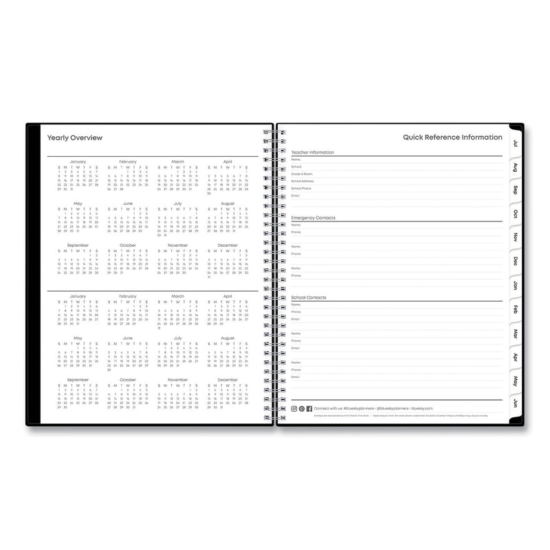 Blue Sky® Teacher's Solid Black Weekly/Monthly Lesson Planner, 2024 to 2025, Nine Classes, Black Cover, (144) 11 x 8.5 Pages (BLS134433)