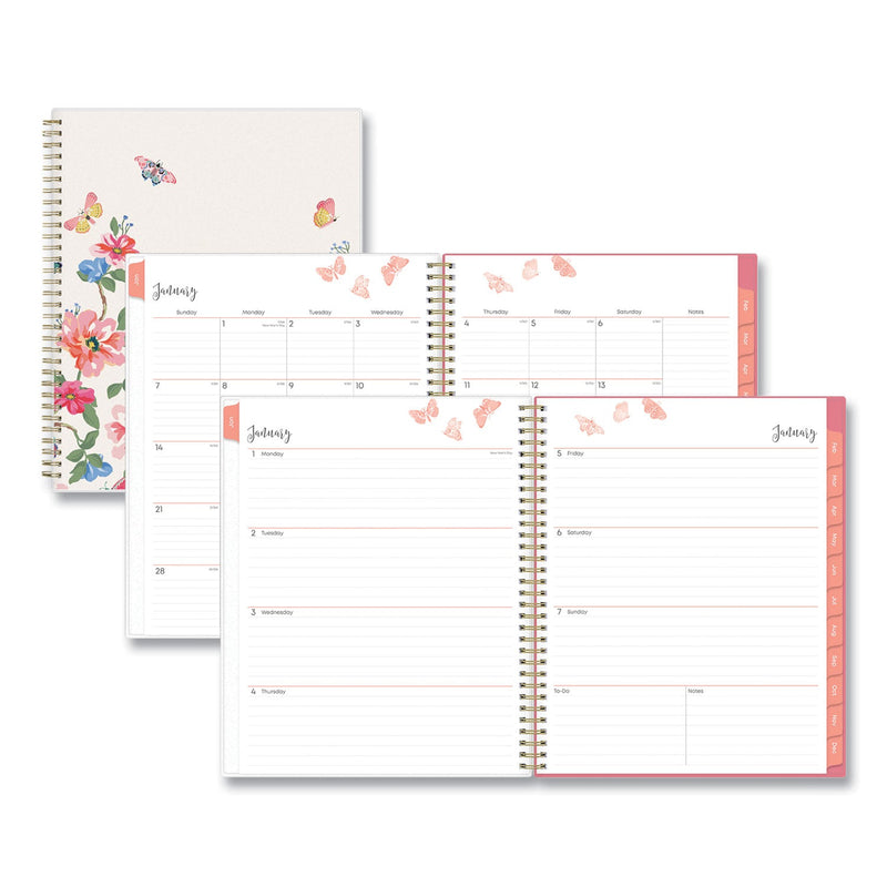 Blue Sky® Fly By Frosted Weekly/Monthly Planner, Butterflies Artwork, 11 x 8.5, Blush/Pink Cover, 12-Month (Jan to Dec): 2025 (BLS140195)