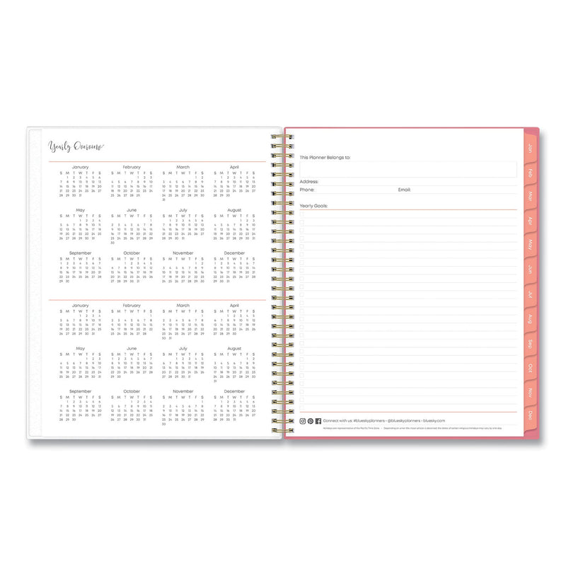 Blue Sky® Fly By Frosted Weekly/Monthly Planner, Butterflies Artwork, 11 x 8.5, Blush/Pink Cover, 12-Month (Jan to Dec): 2025 (BLS140195)