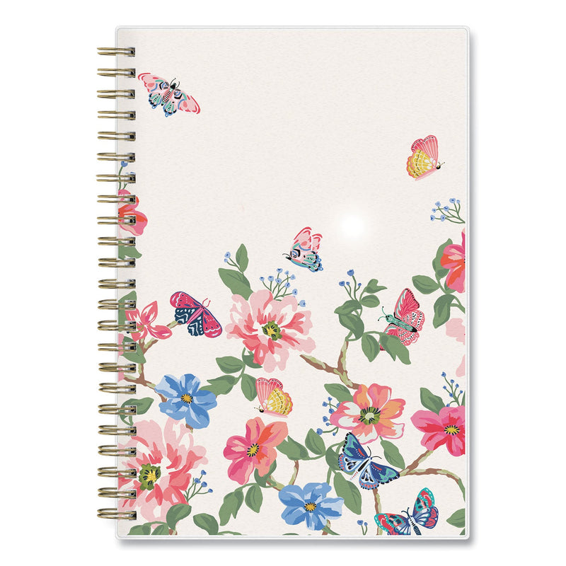 Blue Sky® Fly By Frosted Weekly/Monthly Planner, Butterflies Artwork, 8 x 5, Blush/Pink Cover, 12-Month (Jan to Dec): 2025 (BLS140196)