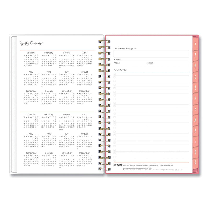 Blue Sky® Fly By Frosted Weekly/Monthly Planner, Butterflies Artwork, 8 x 5, Blush/Pink Cover, 12-Month (Jan to Dec): 2025 (BLS140196)
