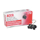 ACCO Binder Clips, Mini, Black/Silver, Dozen (ACC72010)