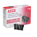 ACCO Binder Clips, Large, Black/Silver, Dozen (ACC72100)