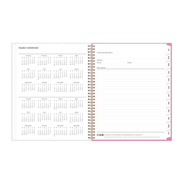 Blue Sky® Roosevelt Pink Academic Weekly/Monthly Planner, Floral Artwork, 11" x 8.5", Pink/Gray Cover, 12-Month (July-June): 2024-2025 (BLS128691)