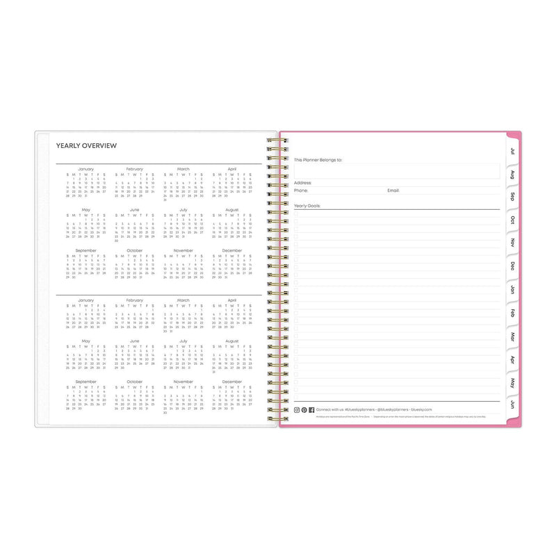 Blue Sky® Roosevelt Pink Academic Weekly/Monthly Planner, Floral Artwork, 11" x 8.5", Pink/Gray Cover, 12-Month (July-June): 2024-2025 (BLS128691)