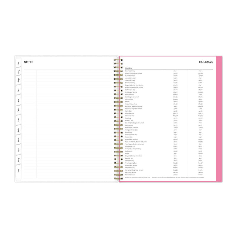 Blue Sky® Roosevelt Pink Academic Weekly/Monthly Planner, Floral Artwork, 11" x 8.5", Pink/Gray Cover, 12-Month (July-June): 2024-2025 (BLS128691)
