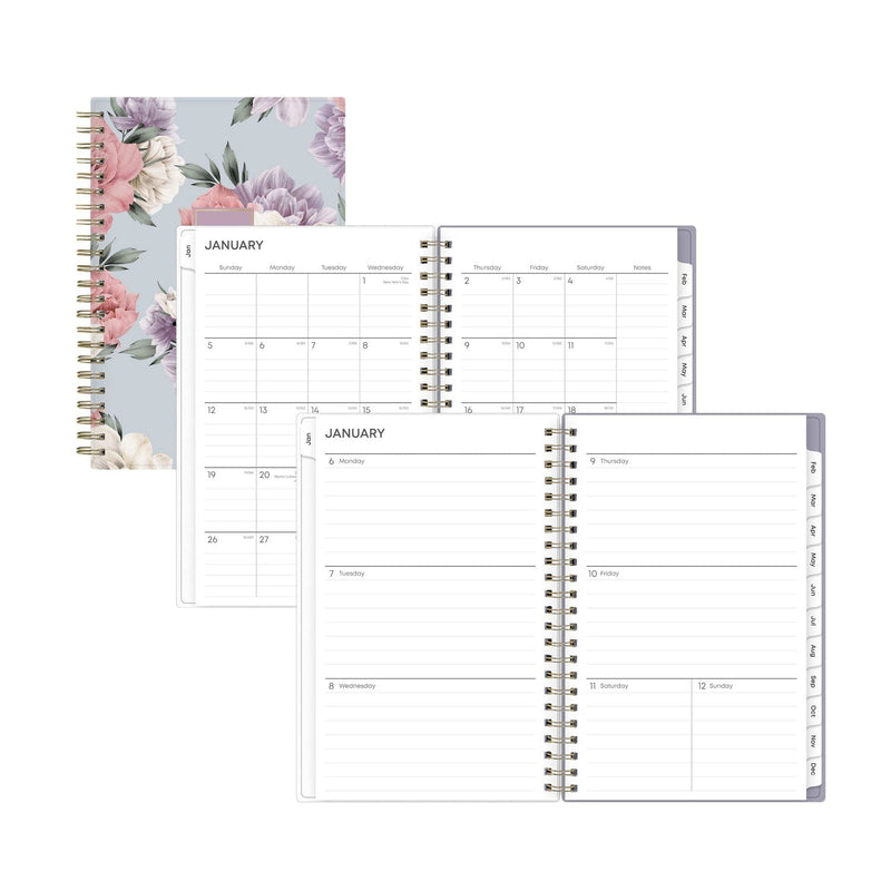 Blue Sky® Tula Weekly/Monthly Planner, Floral Artwork, 8" x 5", Purple/Pink/White Cover, 12-Month (Jan to Dec): 2025 (BLS143974)
