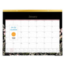 Blue Sky® Neveah Monthly Desk Pad Calendar, Floral Artwork, 22" x 17", White/Black/Pink Sheets, Gold Headband, 12-Month (Jan-Dec): 2025 (BLS148629)
