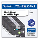 Brother TZe Series Standard Adhesive Laminated Labeling Tape, 0.5", Black on White, 10/Pack (BRTTZE23110PKB)