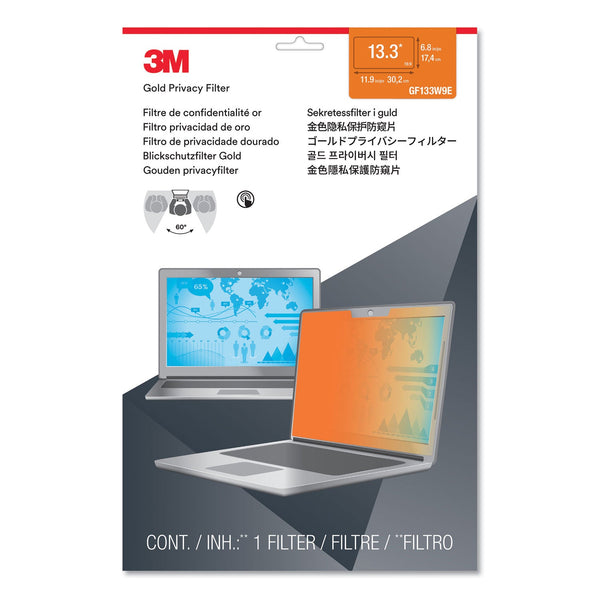 3M™ Touch Compatible Gold Privacy Filter for 13.3" Widescreen Laptop, 16:9 Aspect Ratio (MMMGF133W9E)