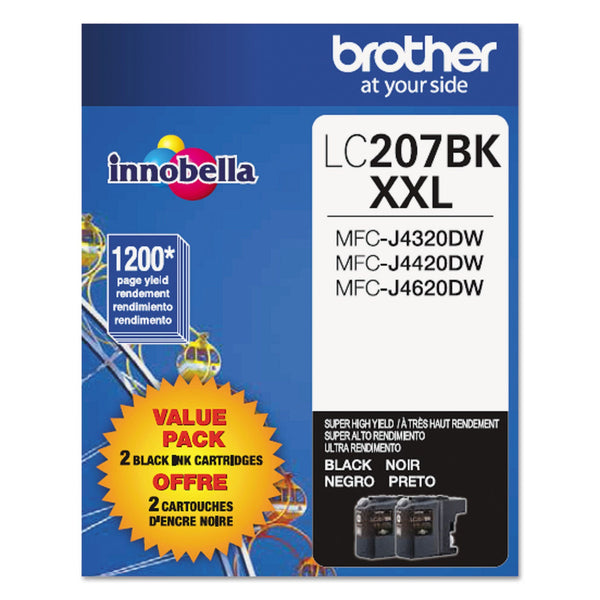 Brother LC2072PKS Innobella™ Super High-Yield Ink, 1200 Page-Yield, Black, 2/PK (BRTLC2072PKS)