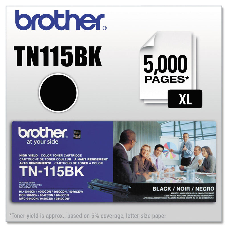 Brother TN115BK High-Yield Toner, 5000 Page-Yield, Black (BRTTN115BK)