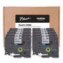 Brother TZe Series Standard Adhesive Laminated Labeling Tape, 0.5", Black on White, 10/Pack (BRTTZE23110PKB)