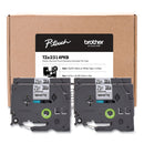Brother TZe Series Standard Adhesive Laminated Labeling Tape, 0.5", Black on White, 4/Pack (BRTTZE2314PKB)