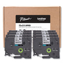 Brother TZe Series Standard Adhesive Laminated Labeling Tape, 0.5", Black on White, 8/Pack (BRTTZE2318PKB)