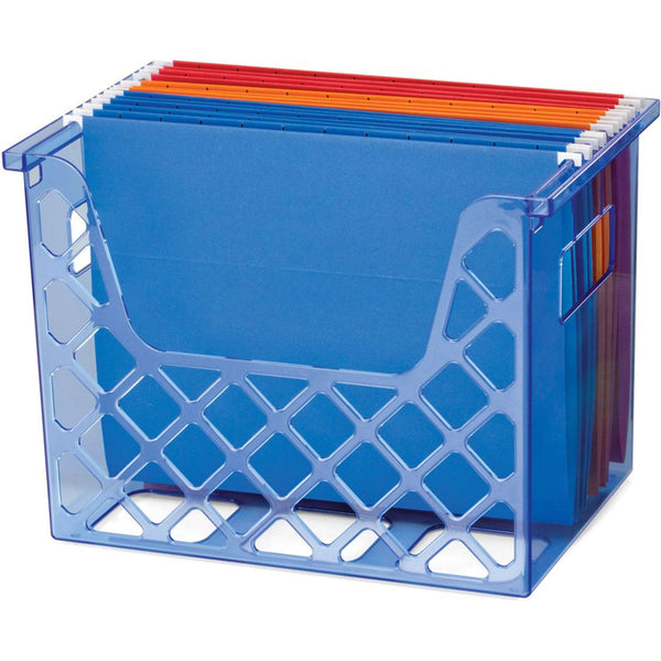 Officemate Blue Glacier&trade; Desktop File Organizer - 10.8", x 13.3" x 8.6" Depth - Desktop - Compact, Portable - Transparent Blue - 1 Each (OIC23221EA)